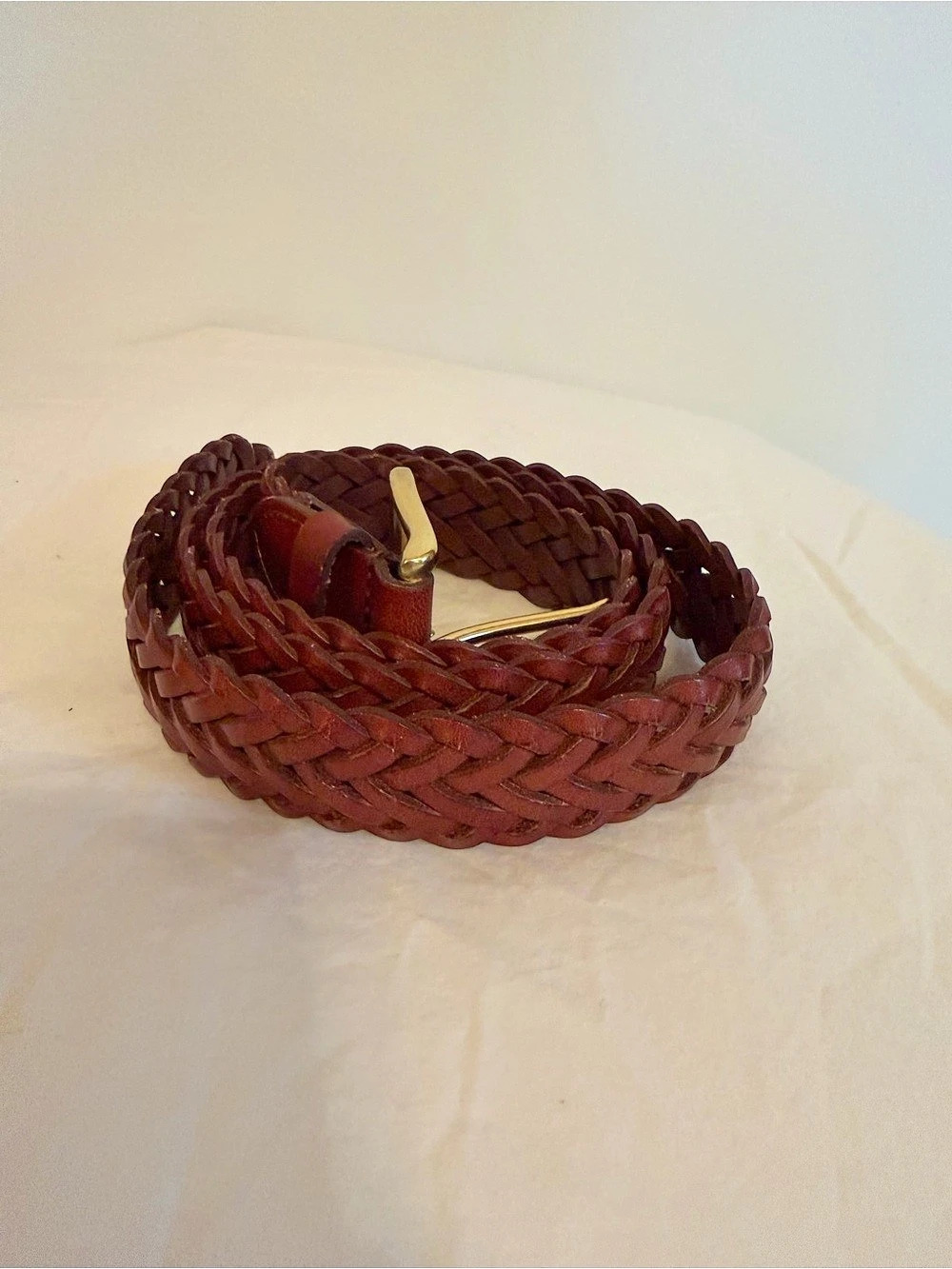 Quince Josie European Leather Braided Belt, Brown